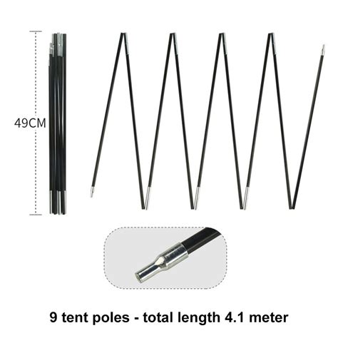 10 5 12 8ft Fiberglass Tent Pole Replacement Tent Repair For Hiking Camping Tent