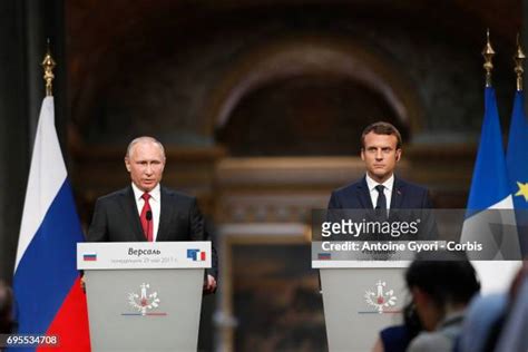 French President Emmanuel Macron Receives Russian President Vladimir