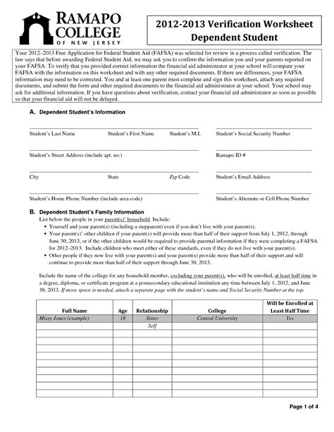 Uml Dependent Verification Worksheet