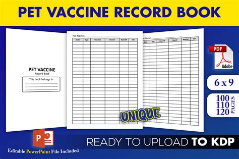 Pet Vaccine Record Book Kdp Interior Graphic By Beast Designer