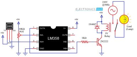 Temperature Controlled Switch Using Lm35 And Lm358 Step By Step