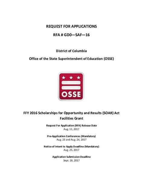 Fillable Online Osse Dc Request For Applications Rfa Gd Saf Fax