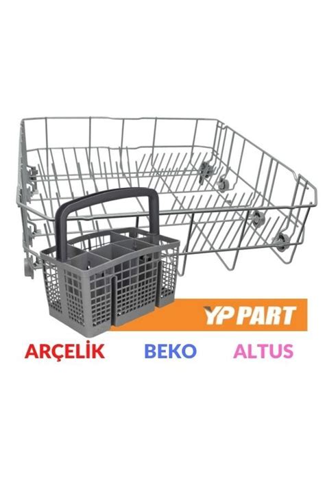 Yp Part Arçelik Beko Altus Bulaşık Makinesi Alt Sepet Gri Alt Sepet