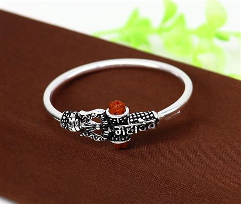 Lord Shiva With Natural Rudraksha Beads New Born Baby Bangle Bracelet