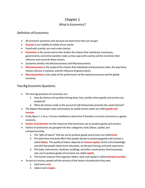 Chapter 1 Lecture 1 Notes For Intro To Microeconomics 1021 Chapter 1 What Is Economics