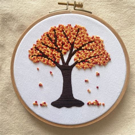 Fall Autumn Tree Embroidery Pattern Pdf Digital Pattern Etsy