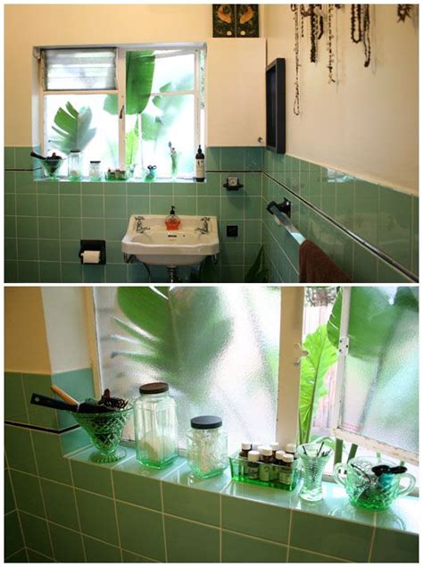 Art Deco Bathroom With Uranium Glass Green Tile Bathroom Green