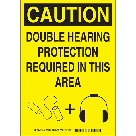 Brady 105729 Caution Double Hearing Protection Required In This Area