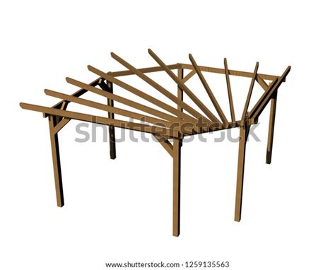 3d Realistic Render Of Pergola Wood Construction Isolated On White