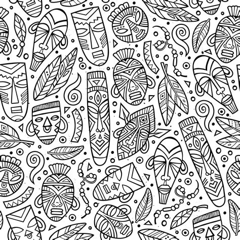 Cartoon Cute Hand Drawn African Seamless Pattern Vector Art At