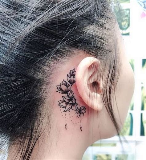 Flower Tattoos Behind The Ear