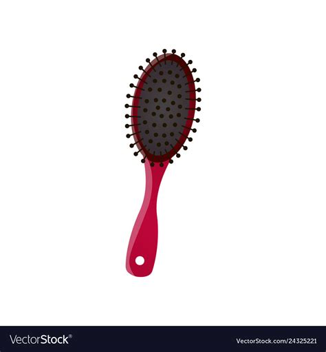 Cartoon Trendy Style Plastic Hair Brush With Red Vector Image