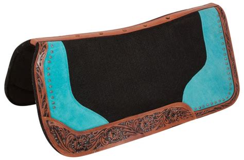 Turquoise Bling Orthopedic Wool Felt Western Horse Saddle Pad- SP065 ...