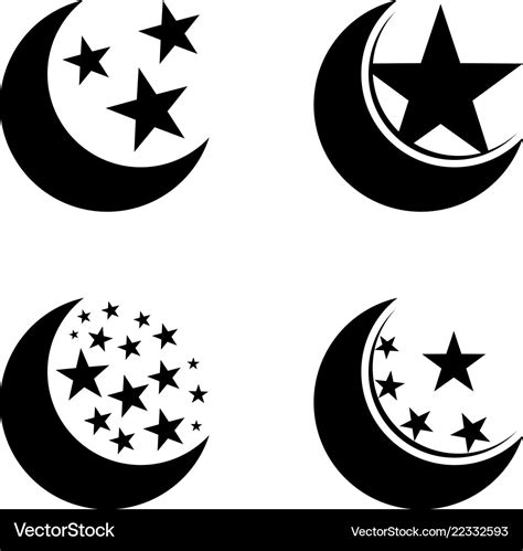 Crescent Moon Star Vector