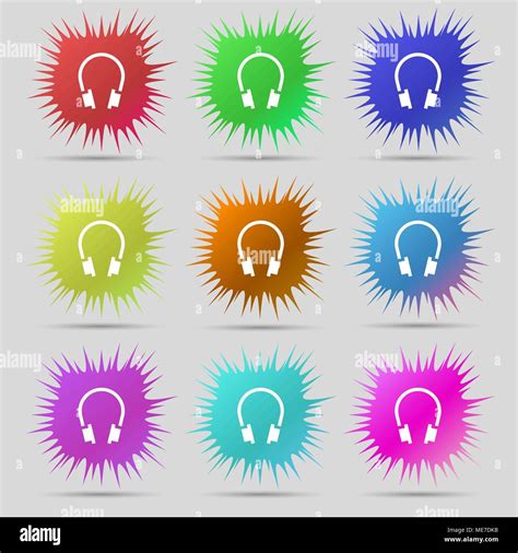 Headsets Icon Sign A Set Of Nine Original Needle Buttons Vector