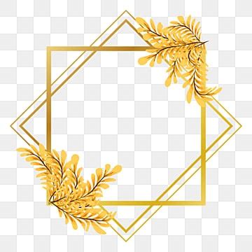 Golden Frame Leaves Vector Art PNG Frame Border With Golden Leaves