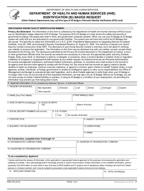 2013 2025 Form HHS HHS 745 Fill Online Printable Fillable Blank