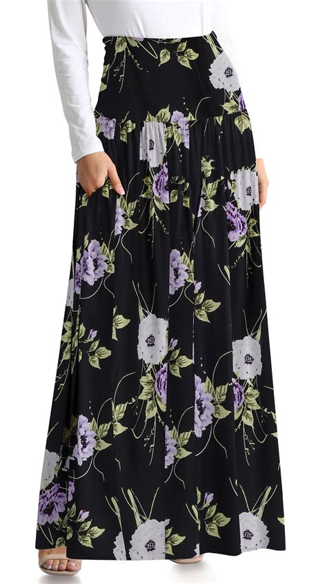 Simlu Simlu Womens Long Maxi Skirt With Pockets Reg And Plus Size