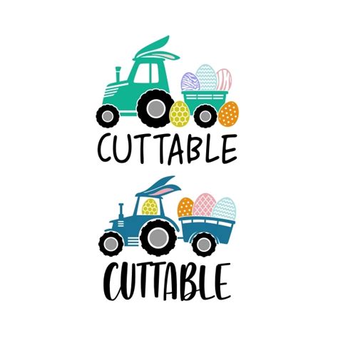 Easter Tractor Rabbit Ears Pulling Eggs Svg Vector Designs Apex