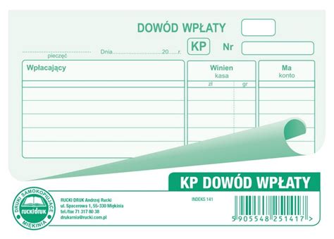 Druk KP dowód wpłaty kasa przyjmie