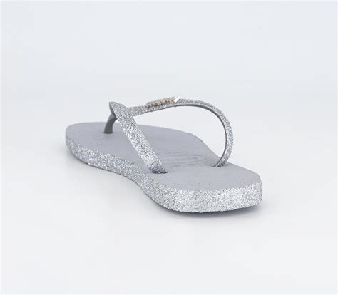 Havaianas Slim Sparkle Ii Flip Flops Ice Grey Womens Sandals