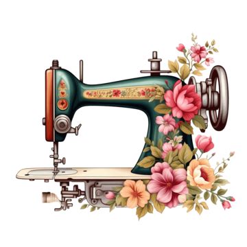 Floral Sewing Machine Png Illustration Png Transparent Accessory PNG