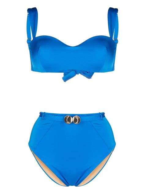 Noire Swimwear Bikini Tipo Bandeau Con Detalle De Conchas De Mar Azul