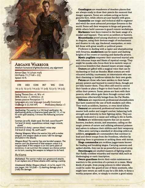 Arcane Warrior Npc Cr And Npc Descriptions Dungeons And Dragons D