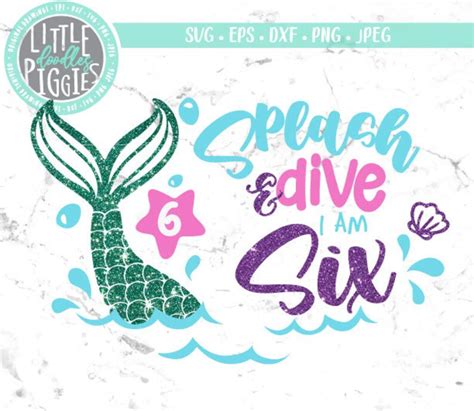 Mermaid 6 Birthday Svg Png Cut File Mermaid Birthday 6 Svg Etsy Canada