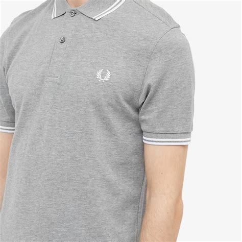 Fred Perry Slim Fit Twin Tipped Polo Steel Marl And White End