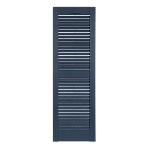 Perfect Shutters Premier Louver Exterior Decorative Shutter Bedford Blue 15 X 71 In