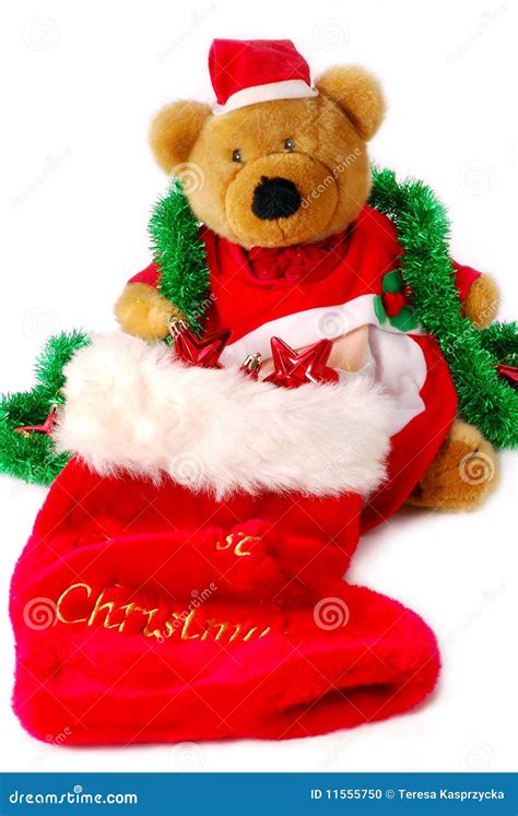 Teddy Bear In Santa Hat Stock Photo Image Of Time Star