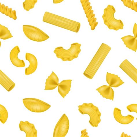 Premium Vector Realistic Detailed 3d Dry Macaroni Of Various Pasta Seamless Pattern Background