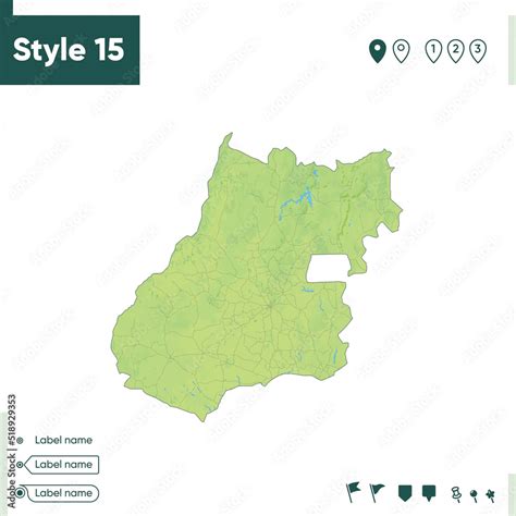 Goias, Brazil - map with shaded relief, land cover, rivers, lakes ...