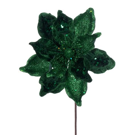 Vickerman Midnight Green Deluxe Magnolia Christmas Stem With