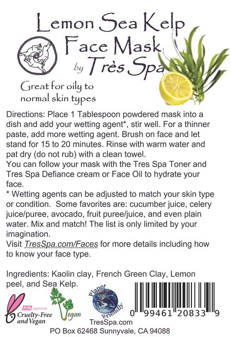 Lemon Sea Kelp Facial Mask - Tres Spa Store