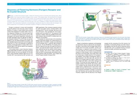 Discovery of Flowering Hormone (Florigen) Receptor and Its Crystal ...