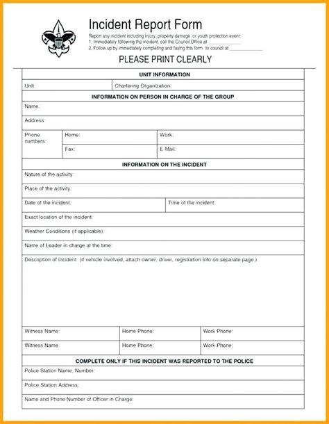 Health And Safety Incident Report Form Template Templates Example