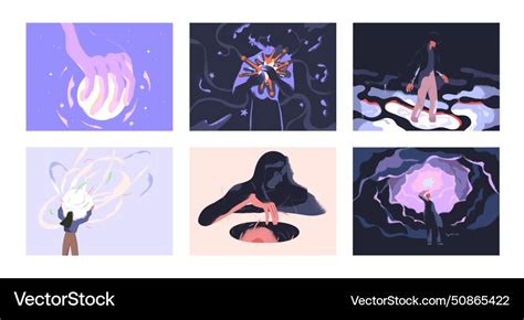 Light in darkness set characters in spiritual Vector Image