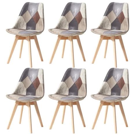 Lot de 6 Chaises Lin Pieds en Hêtre Massif Chaises Rembourrées