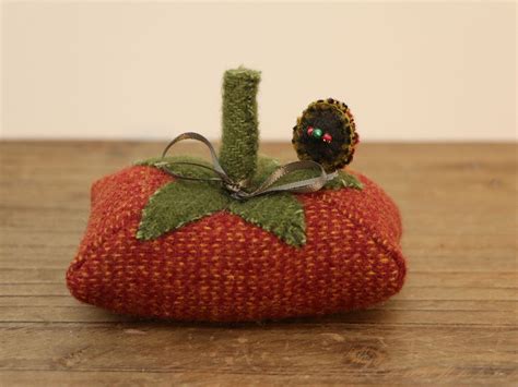 Primitive Tomato Pincushion Felted Wool In Autumn Tones Etsy