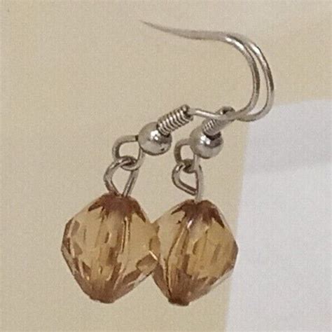 Dangle Earrings Brown 10mm Bicone Beads Hook Womens Drop Beaded