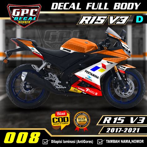 DECAL FULL BODY Stiker Striping Variasi R15 V3 2017 2021 Desain