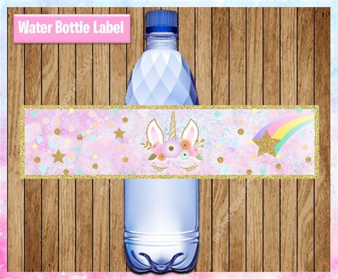 Unicorn Water Bottle Labels Printable Unicorn Water Labels Etsy