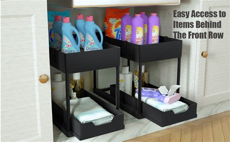 MEAFBIRD 2 Pack Under Sink Organizer 2 Tier Bathroom Cabinet Organizer