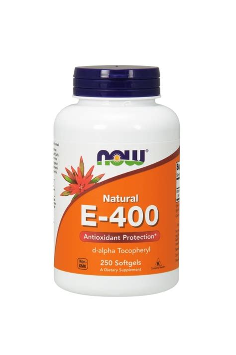 Now Foods Vitamin E 400 IU D Alpha Tocopheryl Acetate 250 Softgels