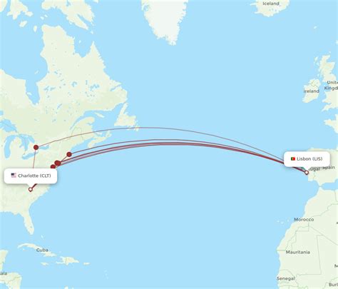 All Flight Routes From Lisbon To Charlotte Lis To Clt Flight Routes