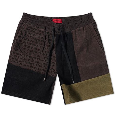 TFIOM Corduroy Patchwork Shorts Onyx Black Brown END GB