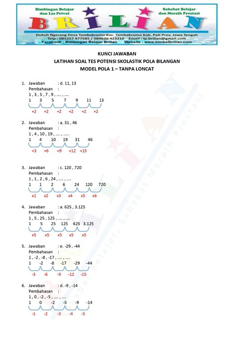 Soal Soal Pola Bilangan LEMBAR EDU