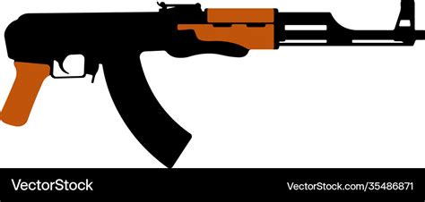 Assault Rifle Kalashnikov Ak 47 Machine Gun Vector Image